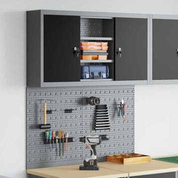 vidaXL Gereedschapskast set met plank 3 st Zwart, Doe-het-zelf en Verbouw, Verzenden, Nieuw