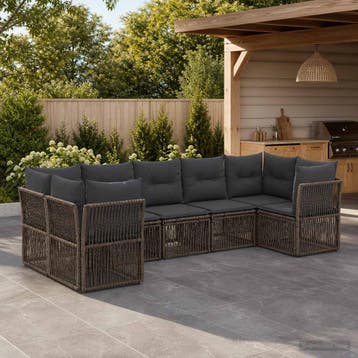 vidaXL Tuinbankenset 7 st 7-Aantal zitplaatsen Grijs poly, Verzenden, Nieuw, 7 zitplaatsen
