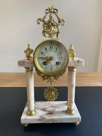 Portico klok - Marmer, Messing - 1880-1920, Antiek en Kunst, Antiek | Klokken