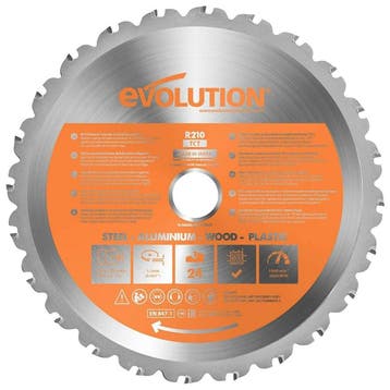 Zaagblad Evolution 210mm multipurpose metaal/alu/hout, Verzenden, Nieuw