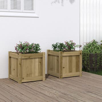 vidaXL Plantenbakken 2 st cm geïmpregneerd hout, Verzenden, Minder dan 60 cm, Nieuw, Hout
