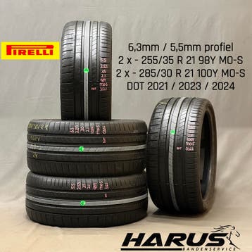 255/35/21 285/30/21 Pirelli zomerbanden 6,3/5,5mm profiel 4X, Auto-onderdelen, Banden en Velgen, Gebruikt, 285 mm, Band(en), Personenwagen