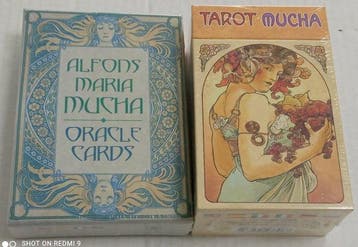 Alphonse Mucha 2 x tarot set sigillati e completi mai aperti