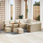 vidaXL Tuinbankenset met kussen 12 pcs Beige en Crème poly, Tuin en Terras, Tuinsets en Loungesets, Verzenden, Nieuw, Rotan, 2 zitplaatsen