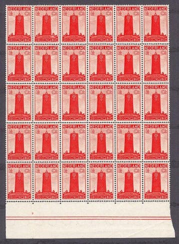 Nederland 1933 - Zeemanzegels, in veldeel van 30 zegels met, Gestempeld