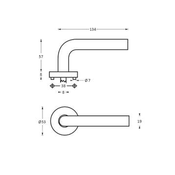 Intersteel Deurkruk Halfrond 90° op rozet - RVS, Verzenden, Nieuw