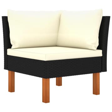 vidaXL Hoekbank poly rattan en massief eucalyptushout, Verzenden, Nieuw