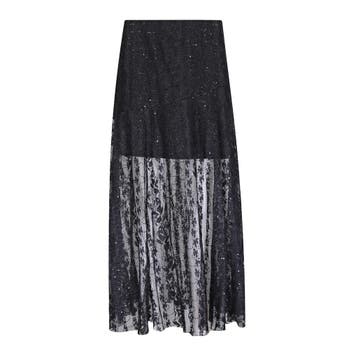 Just woman by Matteo • zwarte kanten rok • M / L, Kleding | Dames, Maat 38/40 (M), Just woman by Matteo, Verzenden, Zwart
