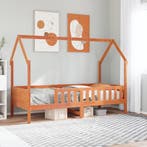 vidaXL Bedhuis wasbruin massief grenenhout 90x190 cm, 90 cm, Eenpersoons, Bruin, Verzenden