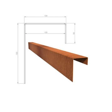 Cortenstaal u-profiel 230x10,4x15cm, Overige materialen, Minder dan 25 cm, Border, Minder dan 25 cm