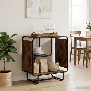 vidaXL Dressoir Gerookt eiken 60 x 37.5 x 64.5 cm Bewerkt, Verzenden, Nieuw, Overige houtsoorten, Minder dan 50 cm