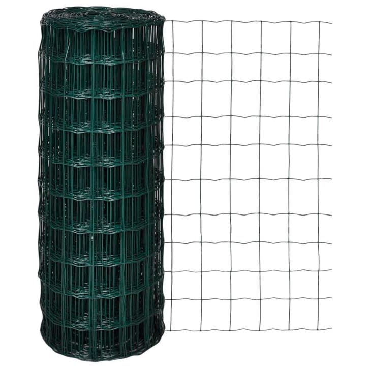 vidaXL Euro hek 25x1,0 m staal groen, Tuin en Terras, Schuttingen, Nieuw, IJzer, 1 tot 2 meter, Verzenden