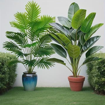 Set van 2 Luxe Kunstplanten: Realistische Palm en Bananenboo, Verzenden, Nieuw