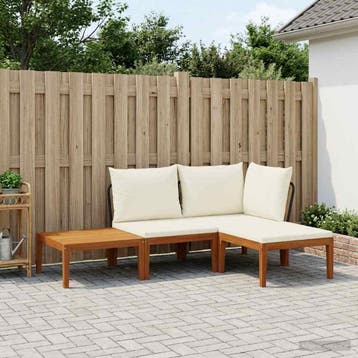 vidaXL 4 st Massief acaciahout & touw Naturel, Verzenden, Nieuw, 4 zitplaatsen