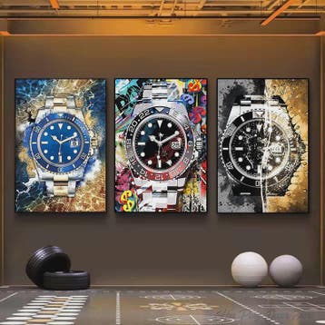 Luxe Horloge Canvas Schilderij - Pop Art Graffiti Muurdecora, Verzenden, Nieuw in verpakking
