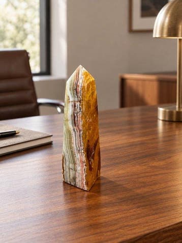 sculptuur, Natural Aragonite Obelisk – Gepolijste Mineralen, Antiek en Kunst