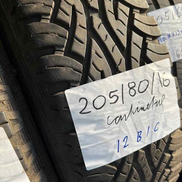 2 x Continental 205-80-16 Zomerbanden 8mm, Gebruikt, 16 inch, Band(en), Personenwagen