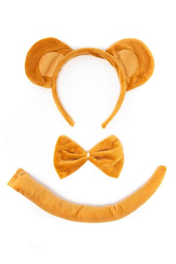KIMU® Beer Haarband Oren Strik Staart Diadeem Set Bruin Beig, Ophalen of Verzenden, Nieuw, Carnaval, Accessoires