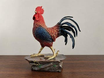 Beeldje - Rooster - verf, Koper