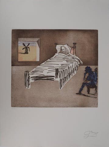 Salvador Dali (1904-1989) - Don Quichotte au lit