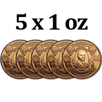 Verenigde Staten. 5 x 1 oz $500 William McKinley Banknote