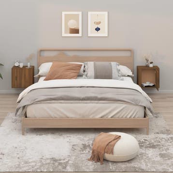 vidaXL Nachtkastjes 2 st wandgemonteerd 50x30x47 cm bruin, Huis en Inrichting, Slaapkamer | Nachtkastjes, Minder dan 45 cm, Verzenden