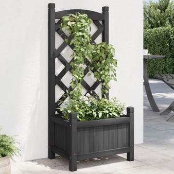 vidaXL Plantenbak met latwerk 40x30x90 cm massief vurenhout, Verzenden, Nieuw, Hout