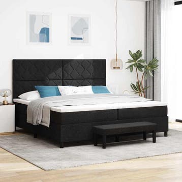 vidaXL Boxspringbed met hoofdeinde Zwart 200 x 200 cm Stof, Verzenden, Zwart, Stof, Nieuw