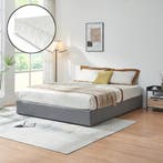 Tweepersoonsbed Nola met matras linnen 200x180 cm grijs [en., Verzenden, Nieuw