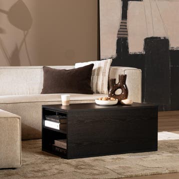 50% Korting: Bijzettafel Jaxx zwart eiken 88x46 cm, Ophalen, Scandinavisch, Japandi, Landelijk, Modern, Eikenhout, Zo goed als nieuw