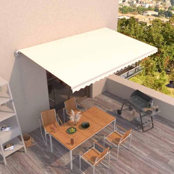 vidaXL Handmatige Zonnescherm 5 x 3 m Crèmekleurig 100%, Verzenden, Nieuw