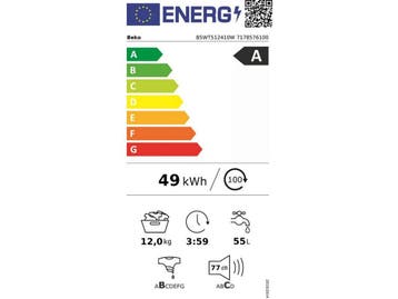 BEKO B5WT512410W - Wasautomaat - 12 kg trommelinhoud - 15, Witgoed en Apparatuur, Wasmachines, Verzenden, Zo goed als nieuw