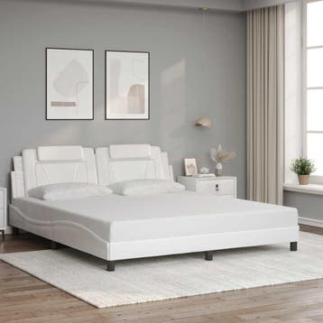 vidaXL Bedframe Viana zonder matras kunstleer wit 180x200, Overige materialen, Eenpersoons, Verzenden, Wit