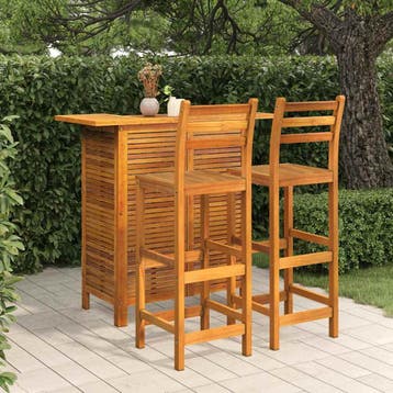 vidaXL 3-delige Tuinbarset massief acaciahout, Verzenden, Nieuw, Hardhout, 2 zitplaatsen