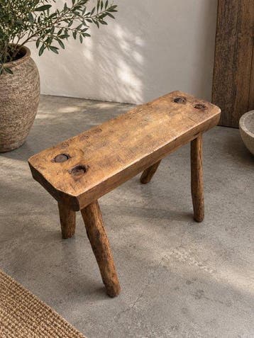 Kruk - 19e eeuw - Eik - Oude handgemaakte eikenhouten kruk, Antiek en Kunst