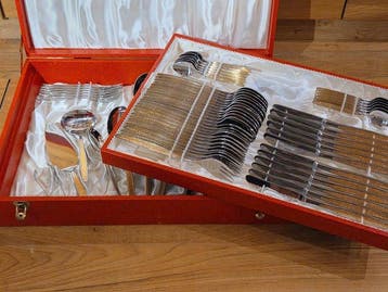 Fürst-Besteck Solingen , 24 Kt. vergoldet - Neuwertig ,