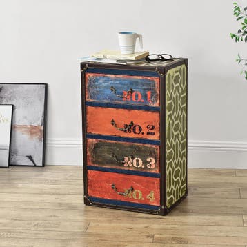 Commode Goslar met 4 lades industrieel 66x40x30 meerkleurig, Verzenden, Nieuw