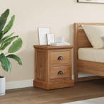 vidaXL Nachtkastje met lade Naturel 40 x 30 x 50 cm Massief, Minder dan 45 cm, Verzenden, Nieuw, Minder dan 55 cm