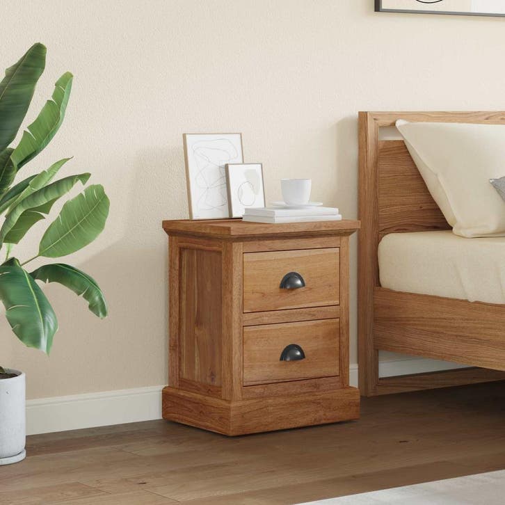 vidaXL Nachtkastje met lade Naturel 40 x 30 x 50 cm Massief, Huis en Inrichting, Slaapkamer | Nachtkastjes, Nieuw, Minder dan 45 cm
