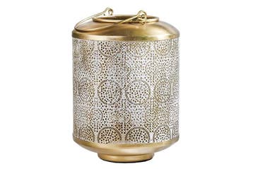 Deco lantaarn ORIENT 25cm goud metaal met patina, Ophalen of Verzenden, Nieuw