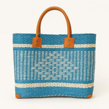 Handgemaakte sisal mand met leren handvatten, Ophalen of Verzenden, Nieuw, Overige kleuren, Overige typen