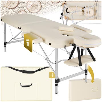 Massagetafel 2 zones met matras en aluminium frame - beige, Verzenden, Nieuw