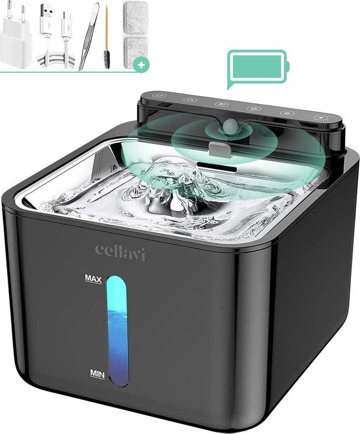 Cellavi Draadloze Drinkfontein RVS met Sensor - Waterfontein, Dieren en Toebehoren, Katten-accessoires, Zo goed als nieuw, Ophalen of Verzenden