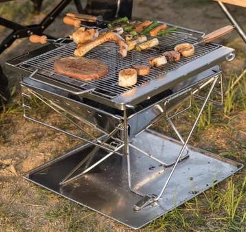 Verstelbare Opvouwbare Houtgestookte Kampvuurgrill met Tas, Verzenden, Nieuw
