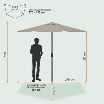2dekans | LifeGoods Balkon Parasol - Tuin - 270x135 cm -, Ophalen of Verzenden, Zo goed als nieuw