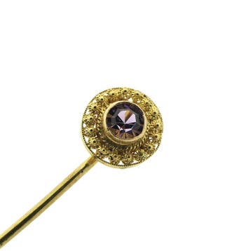 Gouden reversspeld met zirconia, Gebruikt, Ophalen of Verzenden, Met edelsteen, Goud