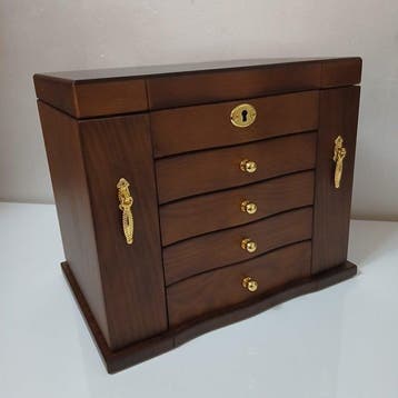 Sieradendoos - Hout - Spiegel-5 niveaus