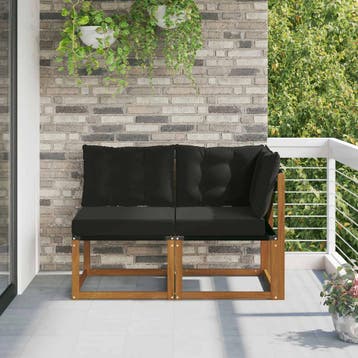 vidaXL 2 st Outdoor Midden- en Hoeksalon Naturel, Tuin en Terras, Tuinsets en Loungesets, Verzenden, Nieuw, 2 zitplaatsen