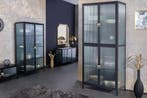 Moderne TV Lowboard AMSTERDAM 90cm Zwart Goud Dammen Glas, Huis en Inrichting, Kasten | Televisiemeubels, Ophalen of Verzenden