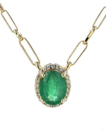 Halsketting - 14 karaat Geel goud - 2.16ct. tw. Smaragd -, Nieuw